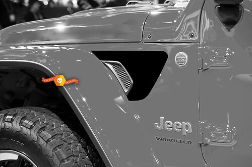 Pair of Jeep Wrangler 2018 JL JLU Front Fender Vent Accent 2pc Vinyl Sticker Decal Graphic kit for 2018-2021 for both sides
