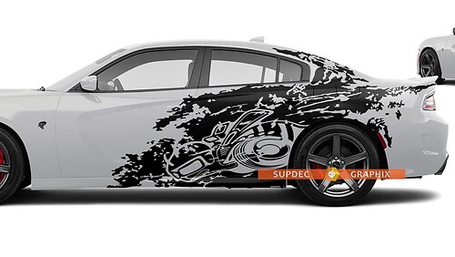 Dodge Challenger Charger Super Bee style Splash Grunge Stripes Kit Hell Cat Vinyl Sticker Decal Graphic