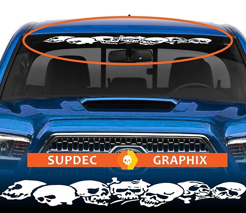 Skull Window Windshield Banner Decal Sticker from SupDec Graphix