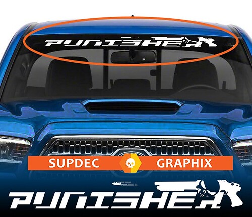 Punisher bullet Window Windshield Banner Decal Sticker from SupDec Graphix
