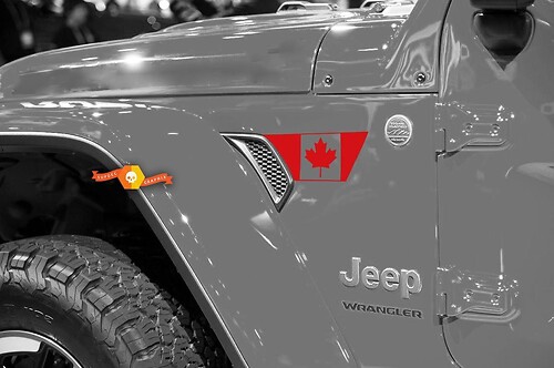 Pair of Jeep Wrangler 2018 JLU Jeep Fender jl fender vent canadian Flag Vinyl Sticker Decal Graphic kit for 2018-2021