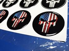 Wheels Center Caps Punisher USA Domed Badge Emblem Resin Decal Sticker 2