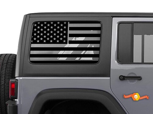Jeep Wrangler Jk & JL American Flag Window Hardtop Set Vinyl Sticker Decal 2007-2019