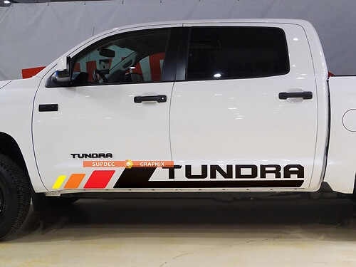 Tundra Vintage Bed Stripes Vinyl Stickers Decal Kit for Toyota Tundra Rocker Panel Step Style 2