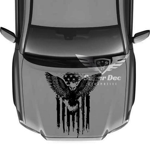 USA Bald Eagle U.S. Flag Hood Sticker Decal fits to Tacoma Tundra etc.