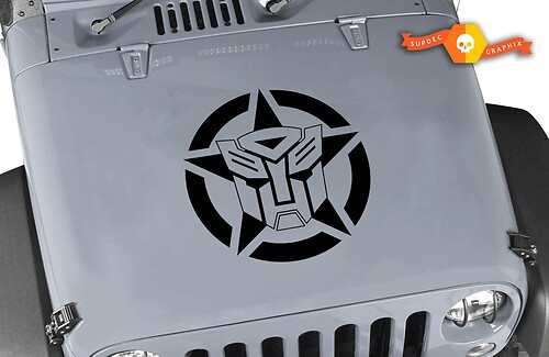 Jeep Wrangler Transformers Autobot Oscar Mike Military Star Vinyl Hood Sticker Decal 22