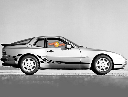 Porsche Checkered Side Stripes Decal Sticker