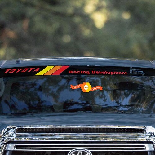 Toyota TRD TEQ Racing Development Vintage Old Style logo Windshield Sticker Decal Sun Strip Visor Windscreen Banner for Tacoma Tundra