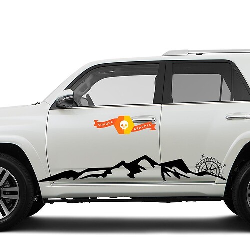 Side Mountains and Compass Rocker side travel Vinyl Sticker Decal fit to Toyota 4Runner 16-20 TRD