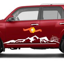 Side Mountains and Compass Rocker side travel Vinyl Sticker Decal fit to Toyota 4Runner 16-20 TRD 2
