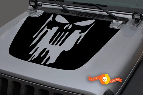 Jeep 2018-2021 Gladiator JT Wrangler JL JLU Hood Leaked Paint Punisher Vinyl decal Sticker Graphics