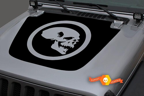 Jeep 2018-2021 Gladiator JT Wrangler JL JLU Hood Skull Vinyl Decal Sticker Graphic