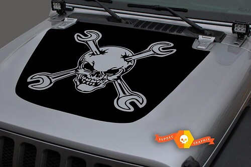Jeep 2018-2021 Gladiator Wrangler JL JLU JT Hood skull-and-crossbone symbol Late Middle Ages Vinyl Decal Sticker Graphic
