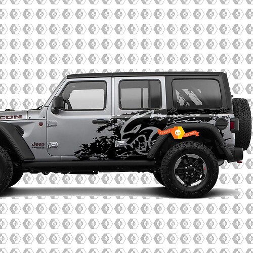 Jeep Wrangler Unlimited Hellcat style Splash Grunge Bed Side Bedside Kit Hell Cat Vinyl Sticker Decal Graphic