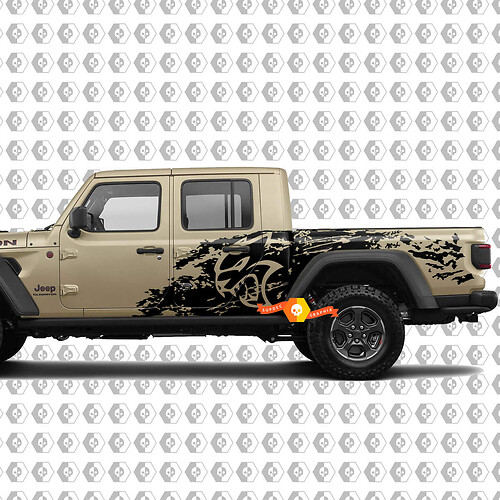Jeep Gladiator Hellcat style Splash Grunge Bed Side Bedside Kit Hell Cat Vinyl Sticker Decal Graphic