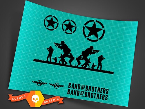 Jeep Wrangler Band of Brothers US Army 9pc Vinyl Sticker Decal Kit