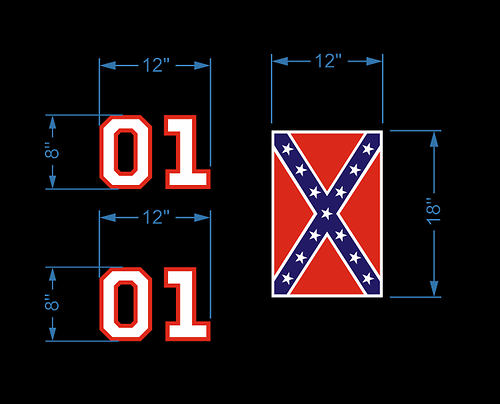 Very Small General Lee Decal Kit Vinyl Decal Stickers