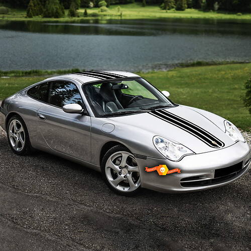 Porsche 996 Carrera Hood Roof Stripes Kit Decal Sticker 