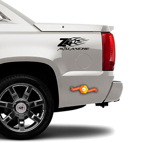 Z71 Chevy Avalanche Flame Truck Bed Side Sticker Decal Set