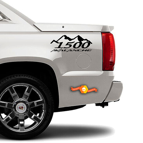  1500 Mountains AVALANCHE flame TRUCK BED SIDE  Sticker Decal SET