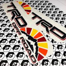 Pair of TRD 4x4 Off road with Mountains Vintage Sunset Retro Old Style Side Vinyl Stickers Decal fit to Tacoma Tundra 4Runner 3