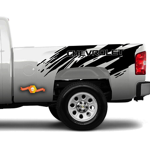 2007-2018 Chevy Silverado Splatter Side Bed Stripe Vinyl Graphics Stickers Decals 