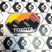 2 Stickers Decals Toyota Trail Teams Mountains the Hills Style Vintage Sun Colors Badge Emblem Domed Decal 3