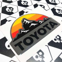2 Stickers Decals Toyota Mountains the Hills Style Vintage Sun Colors Badge Emblem Domed Decal 2