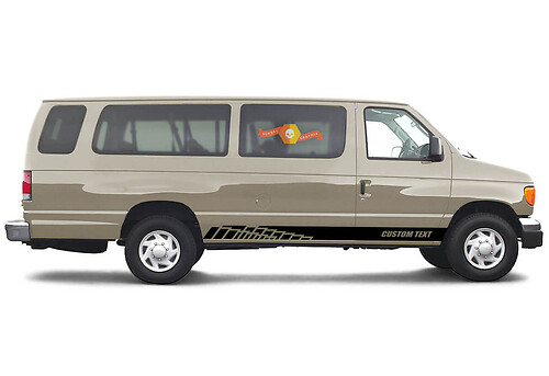 2x side Ford E-Series Chassis Vinyl Stripes body decal vinyl graphics sticker Custom Text style 3