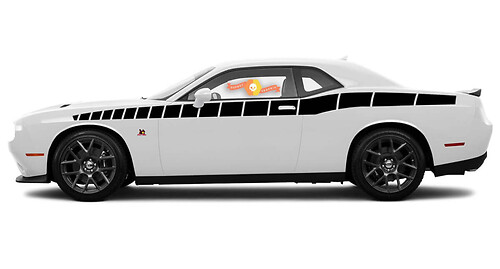 2008 & Up Dodge Challenger Full Length Style Bodyline Strobe Racing Stripe Kit 5