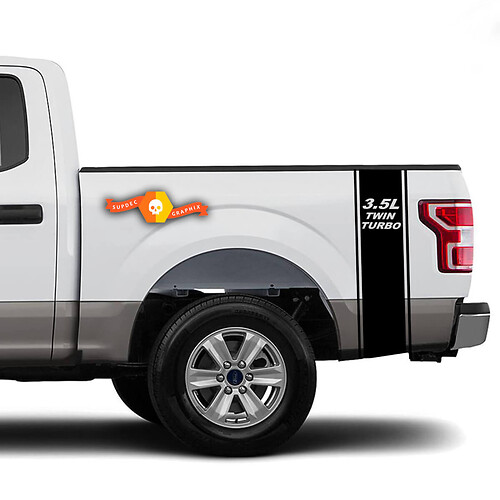 3.5 Twin Turbo racer Bed Side Stripes Truck Stickers Decals - Fits Ram Chevy Ford Jeep Gladiator