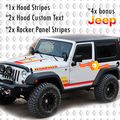 Retro Vintage Kit Hood Rocker Panel decals Stickers for Jeep Wrangler Rubicon Renegade JK 2 Doors