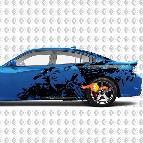 Dodge Challenger Charger Punisher style Splash Grunge Stripes Kit Hell Cat Vinyl Sticker Decal Graphic NEW