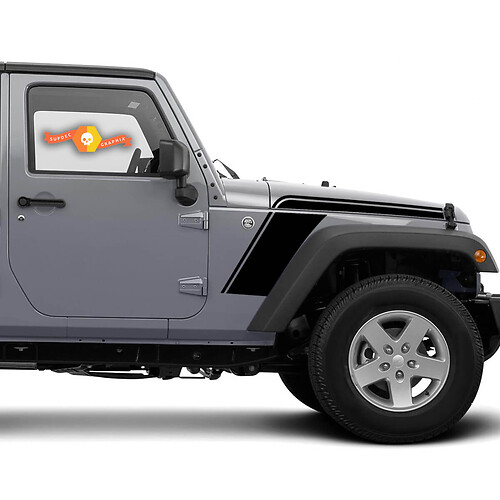 2 Jeep hockey side stripe fits 2008 2018 Wrangler Mountain Hood Left Right Sticker Decal
