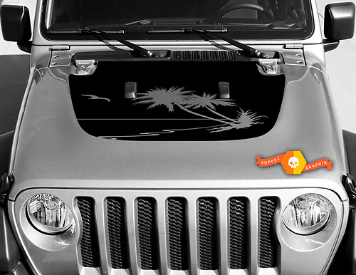 Tropical palms vinyl decal graphics sticker for hood Wrangler JL 2018 2019  #1
