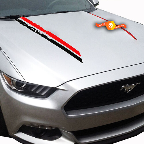 Ford Mustang Hood Side Destroyed Stripes Graphics Stickers Decals Any Colours