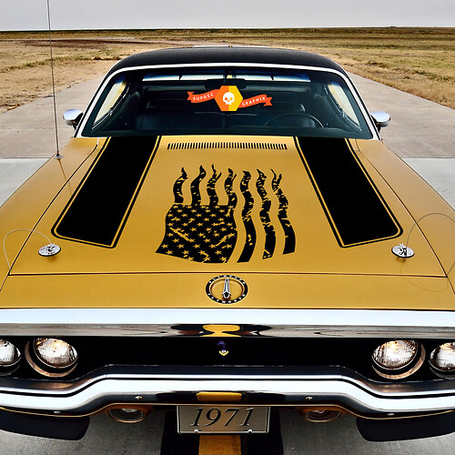 1972 Plymouth Satellite Chrysler American Distressed Flag Decal decal kit vinyl graphic sticker