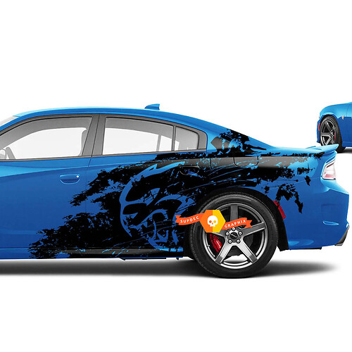 New Dodge Challenger or Charger Hellcat hell cat style Splash Grunge Stripes Kit Vinyl Sticker Decal Graphic