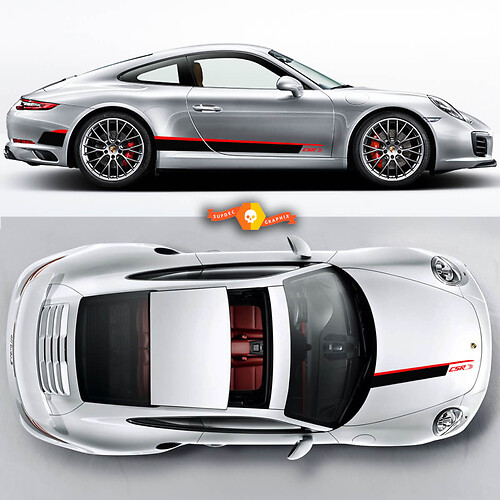 Csr Hood and Rocker Panel Graphic Stickers Decals Set Stripes For Porsche Carrera Cayman Boxster Or Any Porsche
