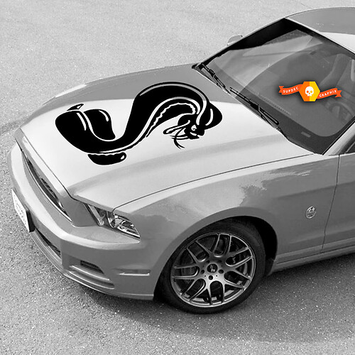 Mustang Cobra Snake Scoop Large Hood Vintage Grunge Hood Door Car Bed Pickup Vehicle Truck Vinyl Graphic Sticker Decal Tailgate