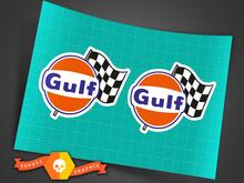Pair Of Gulf Racing Stickers Decals With Flag 2