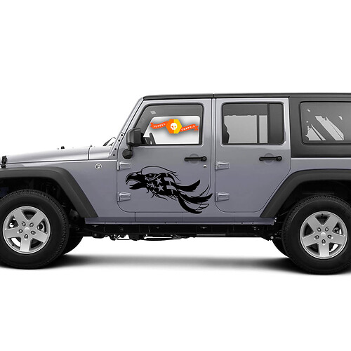 American Flag Eagle Distressed Grunge Door Car Vehicle Truck Vinyl Graphic Sticker Decal 