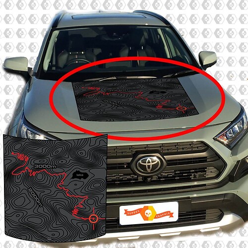 Hood blackout TOPO Topographic Map wrap for Toyota 2019 RAV 4 RAV4 Sticker Decal