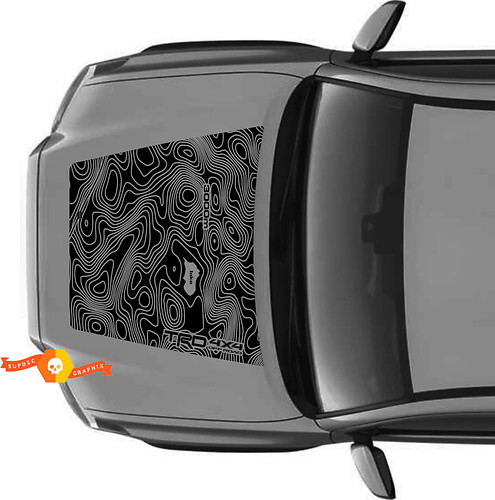 Kubwa TRD Off Road HAKUNA SCOOP! Ramani ya Topografiki ya Hood ya Vinyl Stika ya Kufaa kwa Toyota Tacoma 2016 - 2021 mifano
