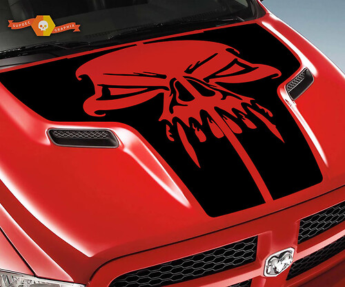 Dodge 2010 2018 fits Ram 1500 2500 Skull Rebel Hood Logo Truck Vinyl Sticker Decal Graphic Pick Up Pickup #1