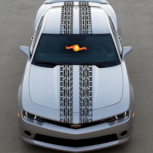 Dual Tire Tracks Stripes Vinyl Decal Chevy Hood Sticker Car Van Truck Vehicle SUV Mud Distressed Grunge Graphic Mudding 4x4 Roof