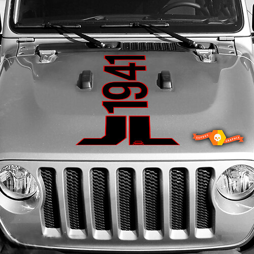 Hood graphics vinyl sticker decal 1941 fit for Jeep Wrangler JL 2018 2019 2020