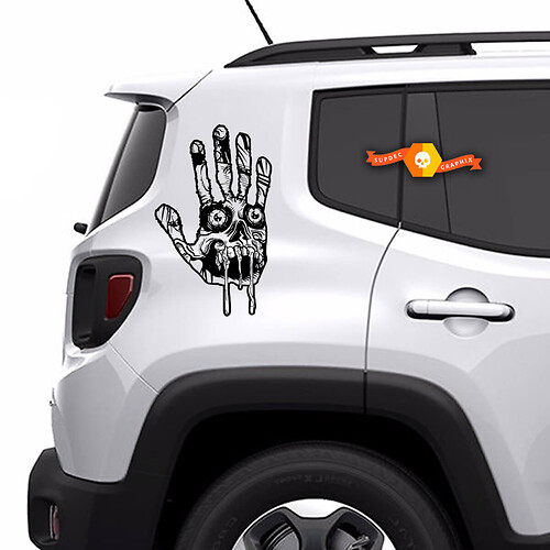 2x Zombie Hand Skull Apocalypse Undead Horror Window Bed Hood Door Graphic Vinyl Decal Truck Car Pickup Sticker