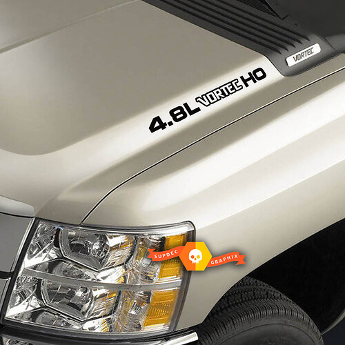 4.8L Vortec High Output three colored Hood Stickers Decals Chevrolet Silverado Colorado GMC Sierra Canyon Trucks