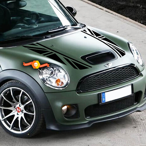 2016 MINI Cooper S Hood British Flag Bonnet Stripes - Graphics Vinyl Adhesive
